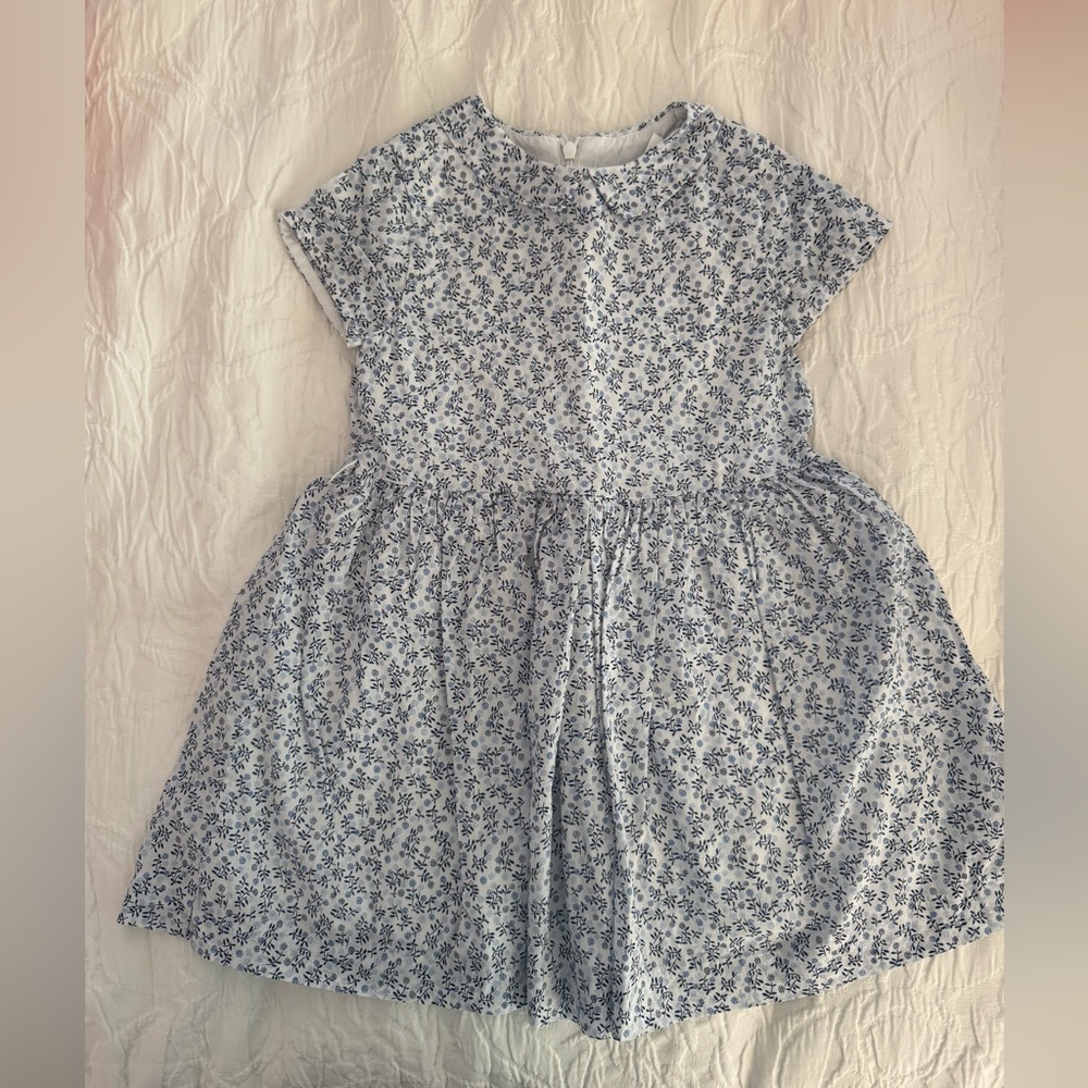 Jacadi Girls Blue Floral Print Lined Dress - Size 4